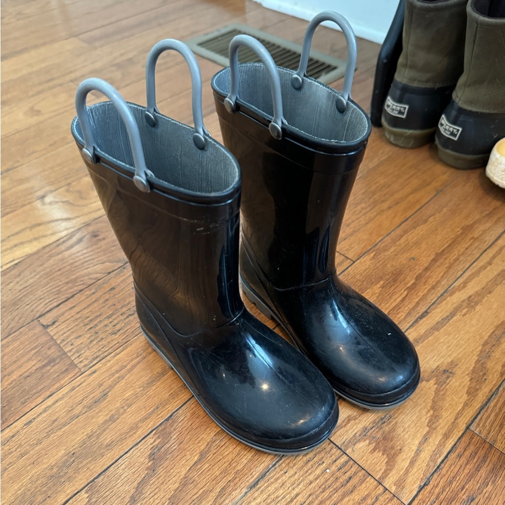 Black rain boots